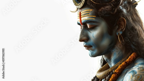 The Hindu god Shiva in glory and divine form with a place to copy the text.