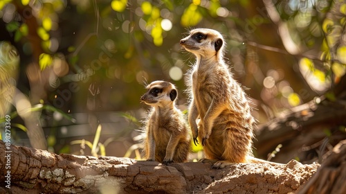 Cute meerkats in their desert habitat