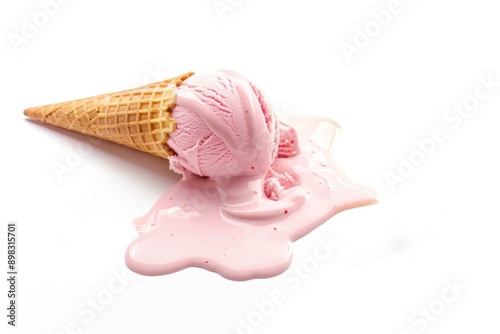 Pink ice cream melting dessert ketchup creme.