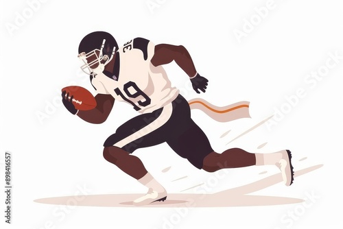 Football Player Running With the Ball During a Game