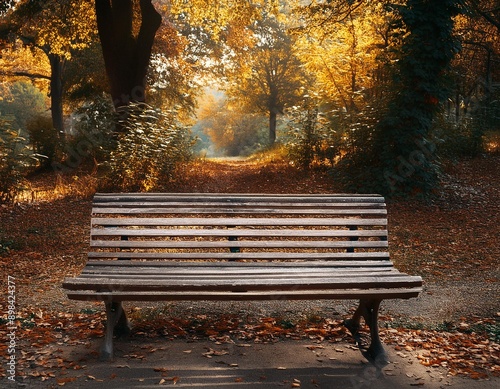 verlassene Sitzbank im Park im Herbst