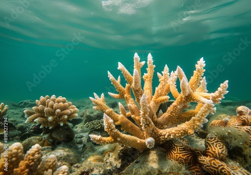 A macro shot of deteriorating coral with visible erosion and loss of color