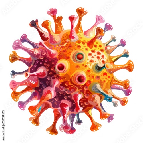 8. A hepatitis virus clipart, virus element, vector design, bold colors, isolated on white background