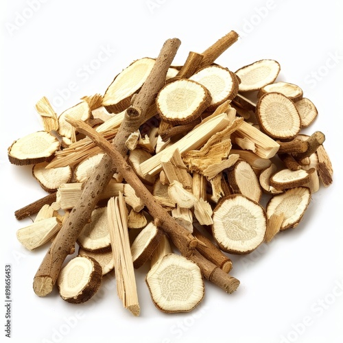 Detailed Realistic Astragalus Root on White Background for Immune Support Concepts