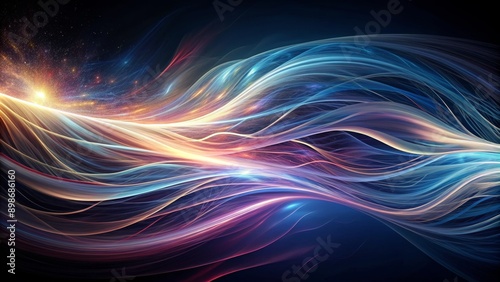 Cosmic Flow Abstract Waves of Light and Energy, Digital Art, Abstract Background, Glowing Lines , Abstract , Cosmic , Light