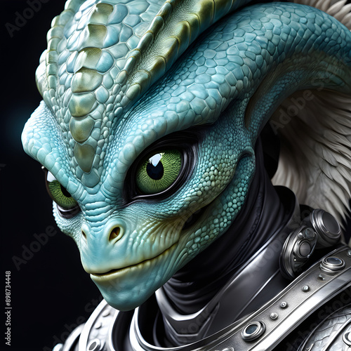 The alien-monster Reptilian humanoid hybrid portrayed in HD with intricate detail in a portrait-style image was truly something straight out of a Freaks film. This creature had a strikingly unique app