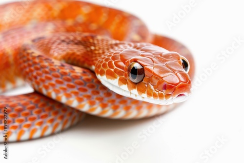 Full length shot of a normal colored Corn Snake isolated on white background