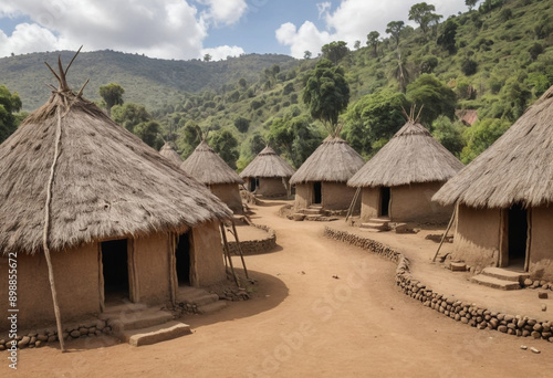  A traditional Ethiopian tribal village. 