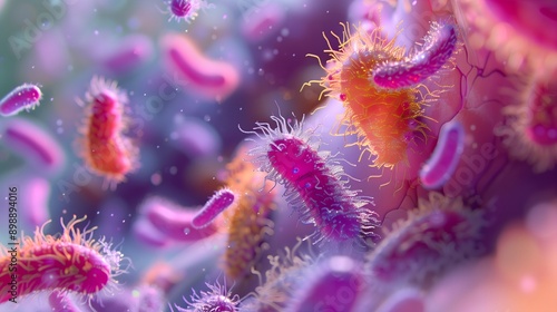 A close up of a bunch of colorful bacteria 