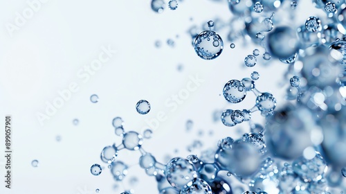 Water molecules, H2O interaction, flat design illustration