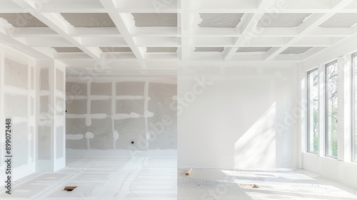 Before and after images of a ceiling drywall repair project, emphasizing the transformation and quality of workmanship