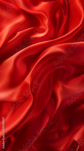  A tight shot of a red fabric showcases an intricate, wavy pattern in its center This texture is remarkably soft