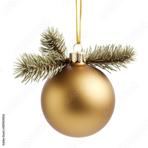 gold christmas ball isolated on transparent background cutout