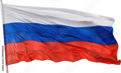 A detailed representation of the Russian flag, showcasing its vibrant colors and symbolic significance.