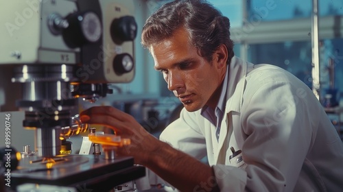 A physicist measuring light refraction in a lab, optics research