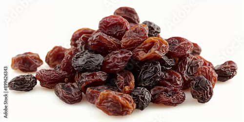 Heap of Dried raisins isolated on white background, dried grapes harvest pile