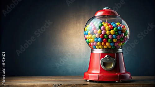 Old fashioned gumball machine with colorful gumballs, retro, vintage, candy, dispenser, antique, bubblegum