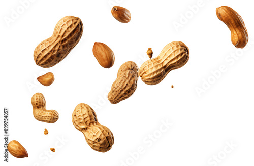 Falling peanut, full body, on a transparent background