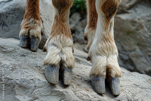 Close-up of a Mountain Goat's Hooves on Rough Terrain