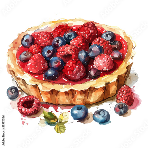 Watercolor of a tart, isolated on a white background, tart vector