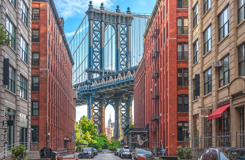 The historic Manhattan Bridge seen from Brooklyn