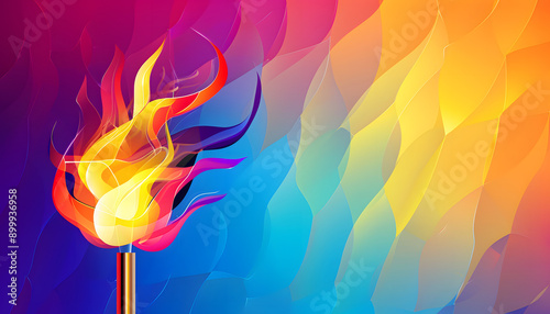 olympic games banner concept with vibrant flame and colorful background