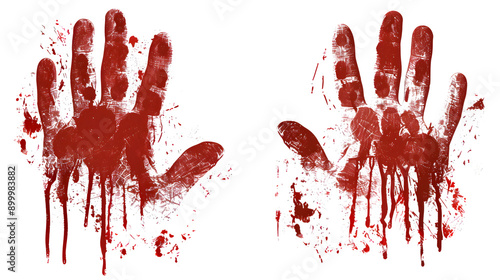 Vector Blood Handprint, Graphic Illustrative for Halloween, Creepy and Intense Horror Design Element, png file, isolated on white