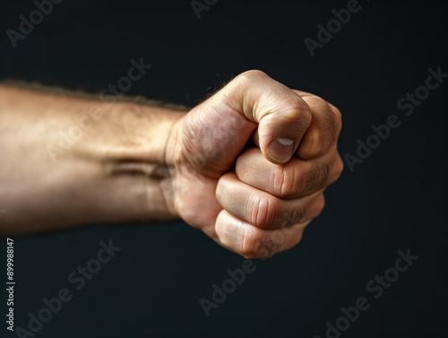 Um punho fechado dando um soco, simbolizando violência. A imagem destaca a força e a agressividade do gesto, representando conflitos, confrontos ou atos de violência física