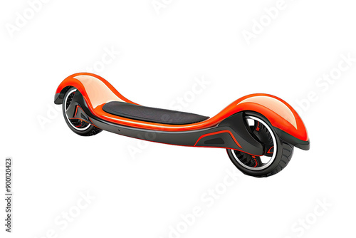 Futuristic red and black hoverboard with sleek design and advanced technology for modern personal transportation.