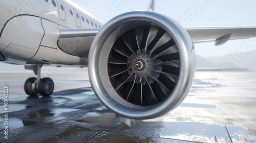 Hyper-realistic Airbus A320 NEO engine fans. AI generative.