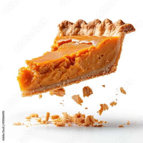 a piece of pie being dropped from the pie