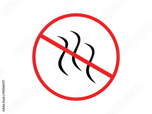 Anti bad smell icon. Odor control label. Forbidden flavors symbol. Strong flavors are not allowed. Deodorant sign. No perfume icon. Forbidden smoke.