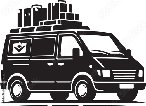 Modern Cargo Van silhouette flat vector illustration isolated on a white background