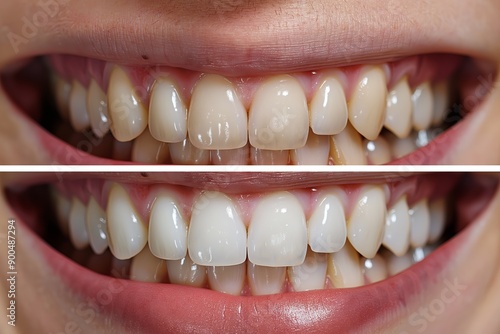 Professional teeth whitening and cleaning, before and after results