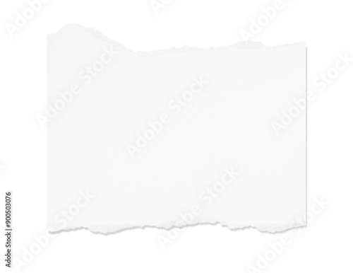 White torn paper piece isolated on transparent background