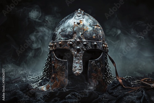 ai generative worn viking helmet