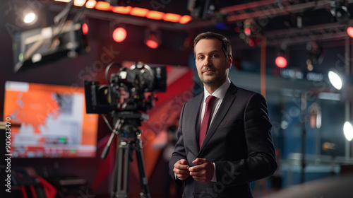 News reporter providing weather updates in studio news