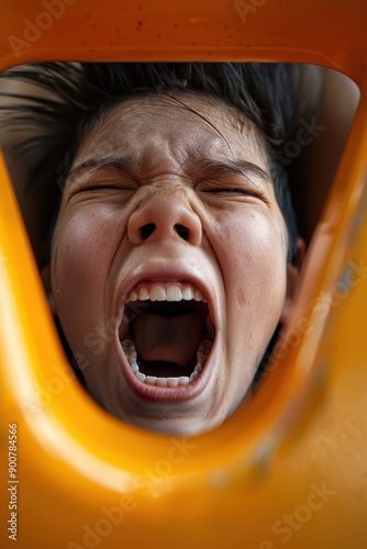 a child is screaming in a slide