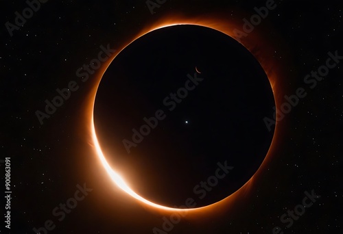 Two stars in close orbit, with one star passing in front of the other, creating an eclipse and a unique interplay of light and shadow.