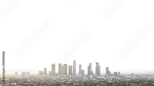 Cityscape of Los Angeles California USA isolated on white background : Generative AI