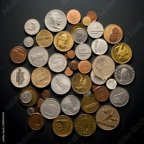 Radiant Assortment of European Monetary Units: A Collection of Euro Coins depicting the Unified Economy of Europe