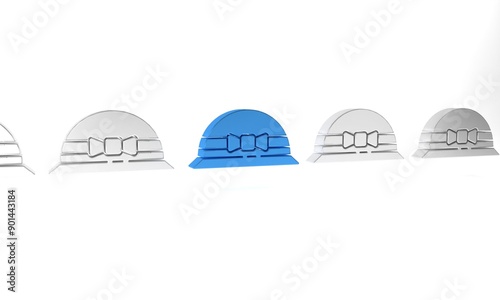 Blue Elegant women hat icon isolated on white background. 8 March. International Happy Women Day. Minimalism concept. 3D render illustration