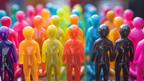 Plastic figures showcasing diversity and equality for anti racism and tolerance concept