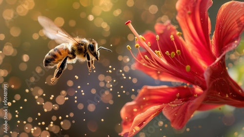 Pollination: The transfer of pollen from the male to female parts of flowers, facilitating fertilization and enabling the production of seeds and fruit for plant reproduction. 