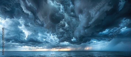 Impending rain is imminent under dramatic storm clouds in a scene with potential rain and a copy space image could capture the moment