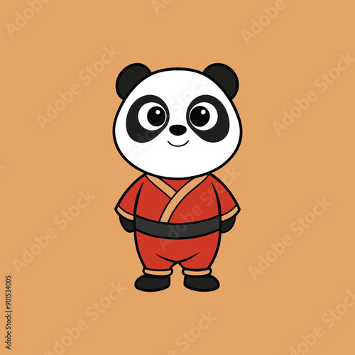 a cute baby Chinese kung-fu panda bear illustration art