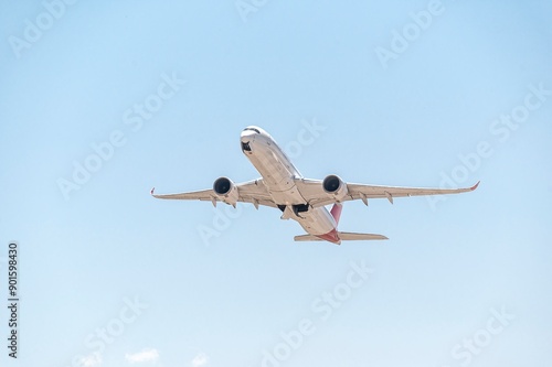 Commercial aircraft stowing landing gear after takeoff