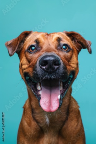 Close-up photo of a dog's tongue out, great for pet-related uses or humor