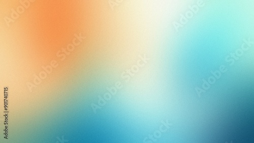 Turquoise and orange soft focus background. A soothing backdrop of blended turquoise, blue, and orange hues, perfect for evoking tranquility and warmth.