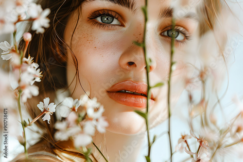 Portrait de femme avec des fleurs